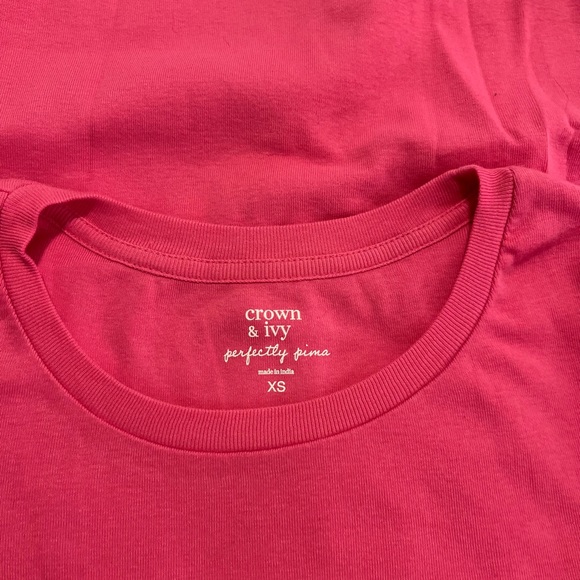 Crown and Ivy Pink Scoop Neck Long Sleeve Tee XS - Picture 5 of 5